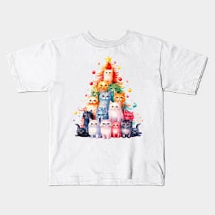 Cat Christmas Tree Kids T-Shirt